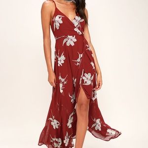 Red Floral Wrap Dress